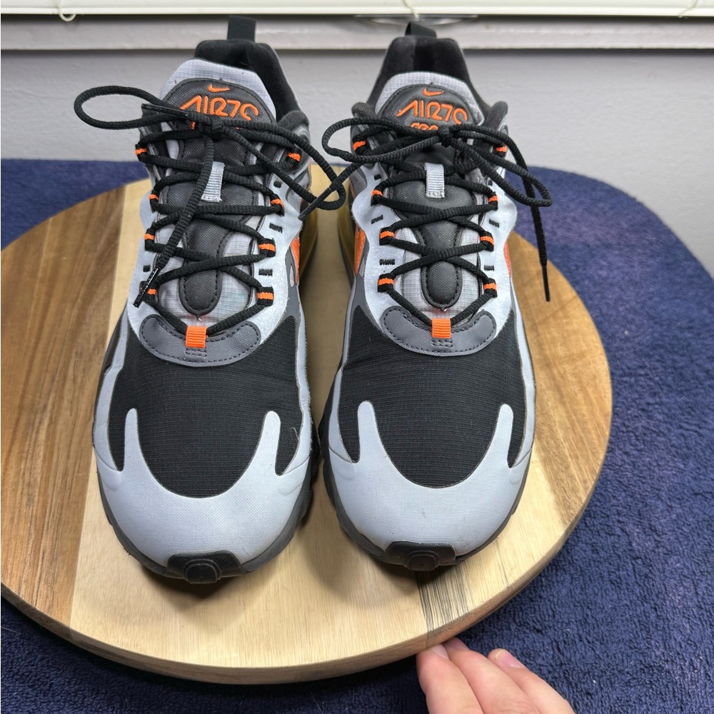 Nike Air Max React 270 React Black Gray Orange Sn… - image 2